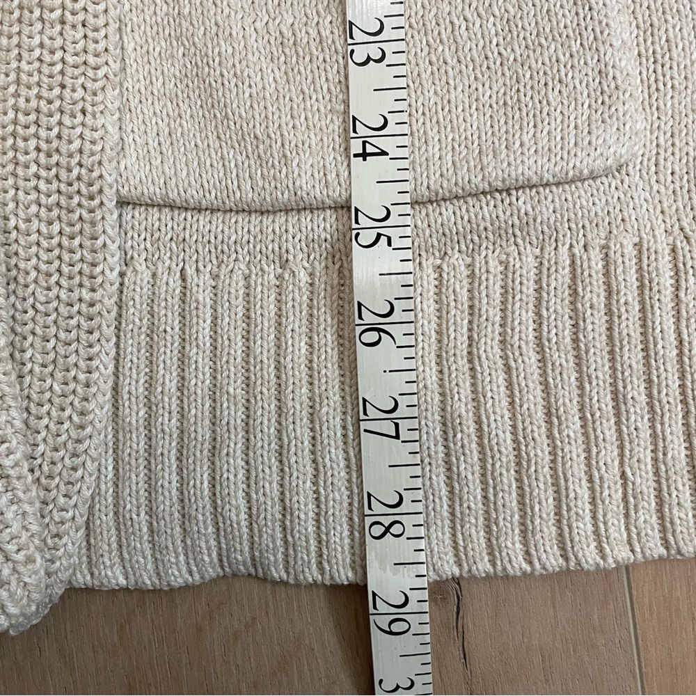ROOTS Cabin Collection Cream Open Front Cardigan with Red Accents - Picture 7 of 7